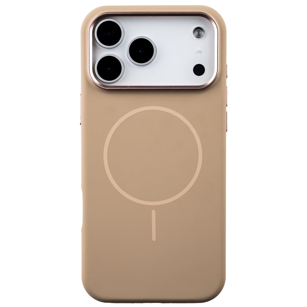 Apple iPhone 17 Pro Style Magsafe Telefon Kılıfı Krem