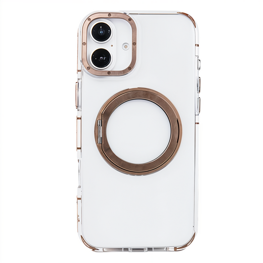 iPhone 16 Plus Metal Standlı Telefon Kılıfı Kahve