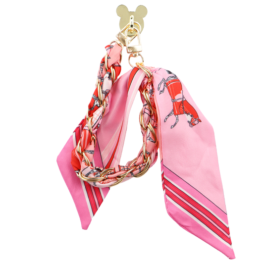 Zincirli Fular Yapışkanlı ve Klipsli Charm Aksesuar - Pembe Kırmızı
