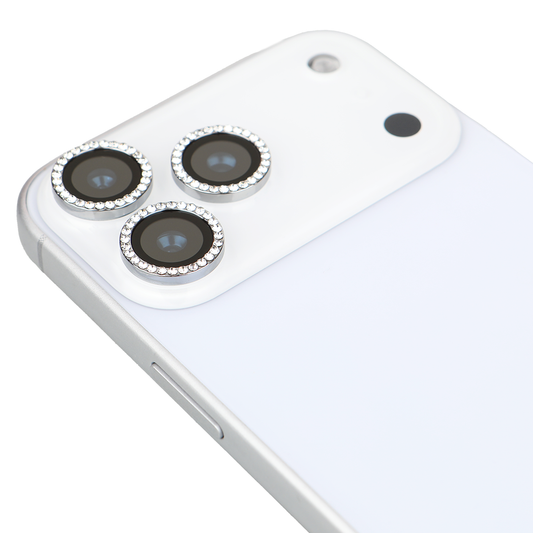 iPhone 17 Pro Max Kamera Koruyucu Diamond Taşlı Gray