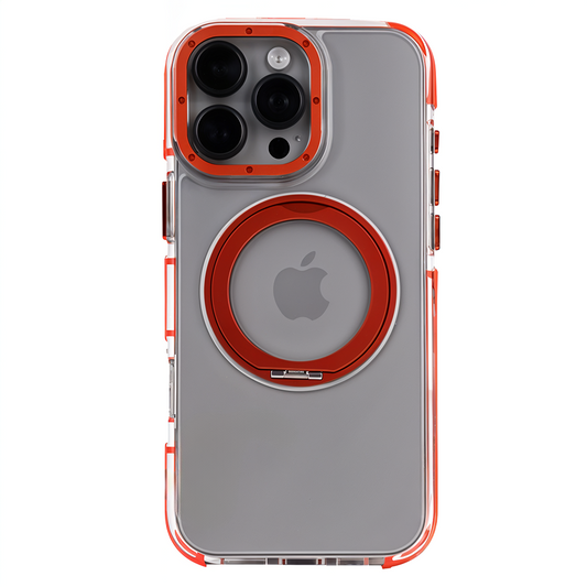 iPhone 14 Pro Metal Standlı Telefon Kılıfı Turuncu