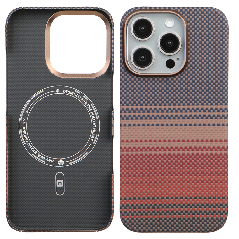 iPhone 16 Pro Kevlar Nettech Magsafe Kırmızı Lacivert Telefon Kılıfı