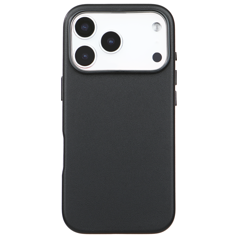 iPhone 17 Pro Max Gizli Magsafeli Vegan Deri Telefon Kılıfı - Siyah