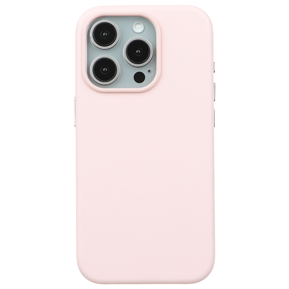 iPhone 14 Pro Max Gizli Magsafeli Vegan Deri Telefon Kılıfı - Pembe
