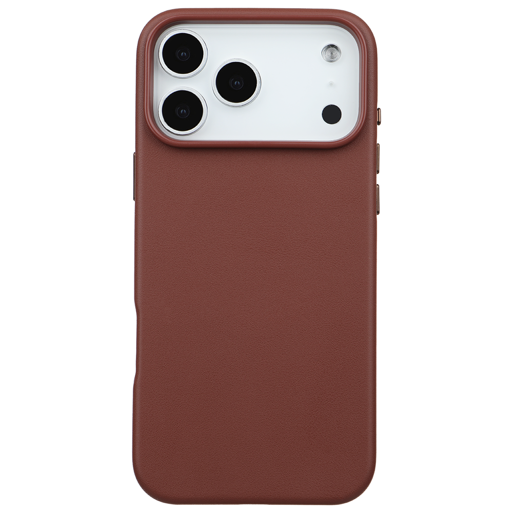 iPhone 18 Pro Max Gizli Magsafeli Vegan Deri Telefon Kılıfı - Kahve
