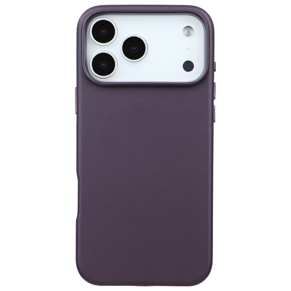 iPhone 17 Pro Max Gizli Magsafeli Vegan Deri Telefon Kılıfı - Mor