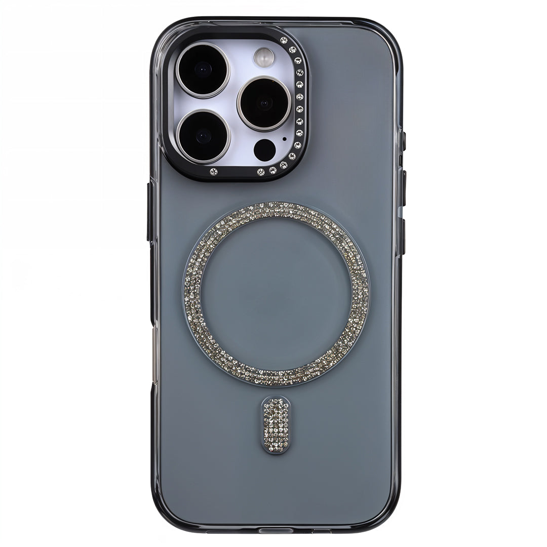 iPhone 16 Pro Max Shiny Transparent Magsafe Telefon Kılıfı Siyah