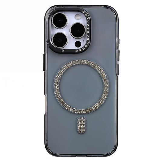 iPhone 15 Pro Max Shiny Transparent Magsafe Telefon Kılıfı Siyah
