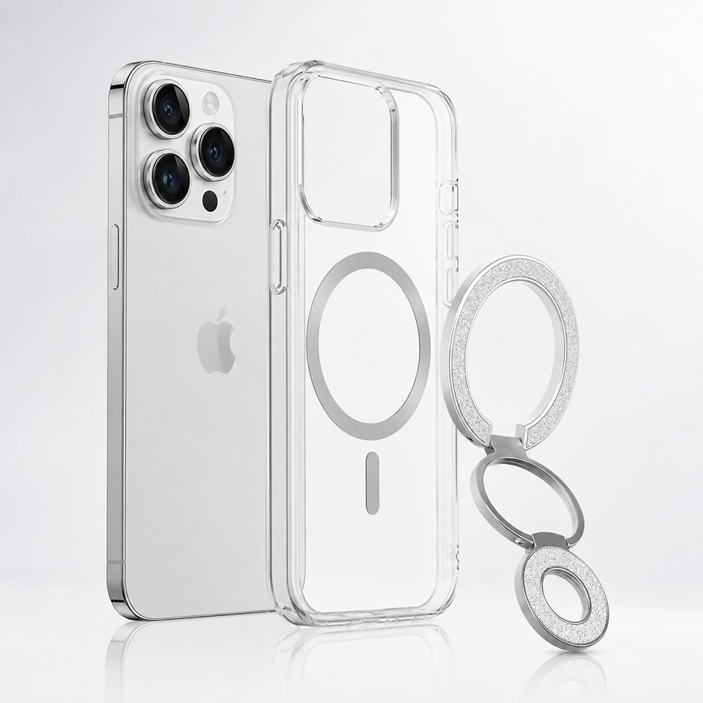Universal 3 Kademeli Katlanabilir MagSafe Telefon Standı Gümüş