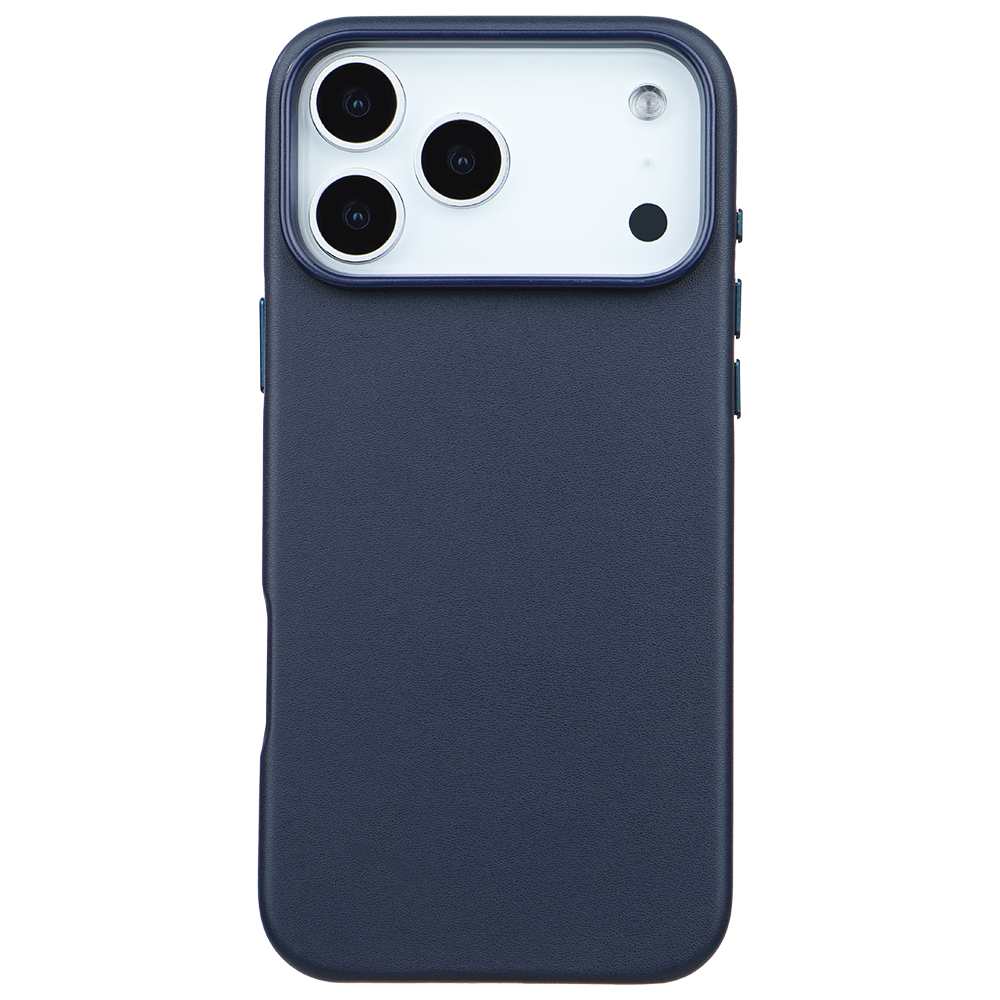 iPhone 17 Pro Max Gizli Magsafeli Vegan Deri Telefon Kılıfı - Lacivert
