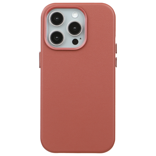 iPhone 14 Pro Max Gizli Magsafeli Vegan Deri Telefon Kılıfı - Vişne