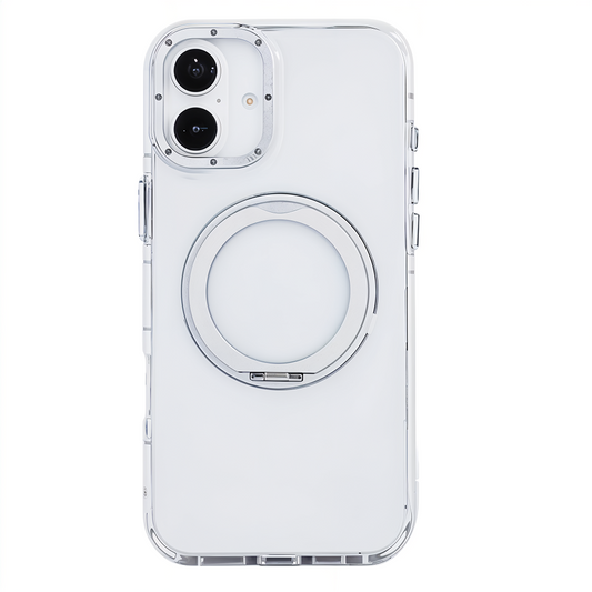 iPhone 16 Plus Metal Standlı Telefon Kılıfı Beyaz