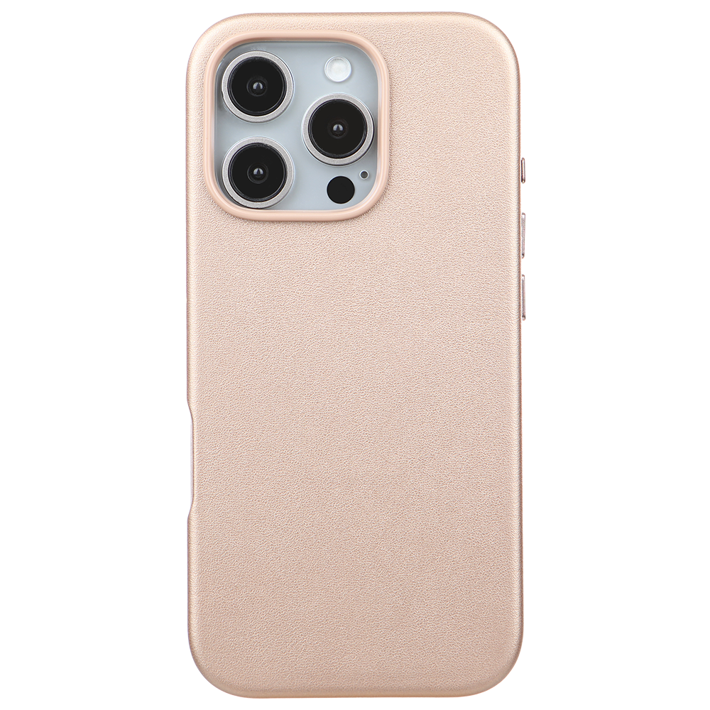iPhone 16 Pro Gizli Magsafeli Vegan Deri Telefon Kılıfı - Altın