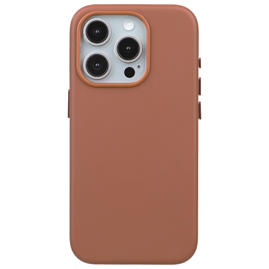 iPhone 15 Pro Gizli Magsafeli Vegan Deri Telefon Kılıfı - Kiremit