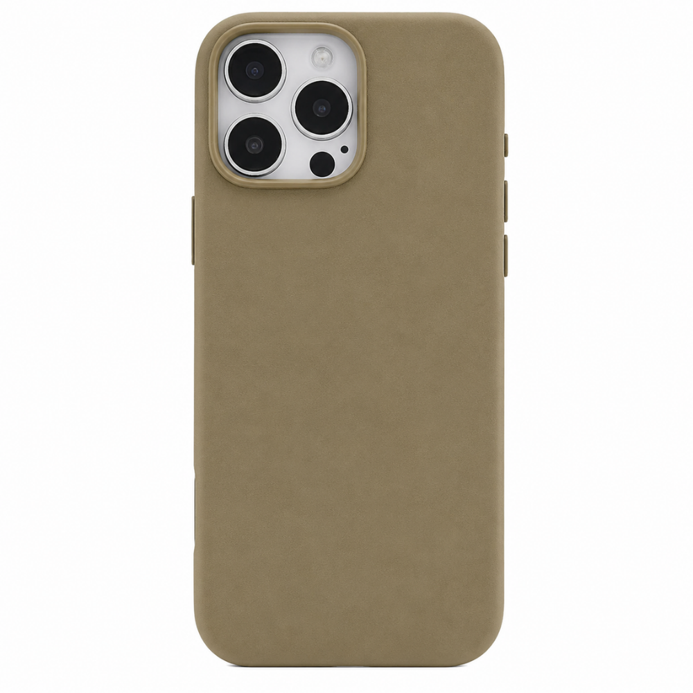 iPhone 15 Pro Max Gizli Magsafeli Vegan Deri Telefon Kılıfı - Kahve