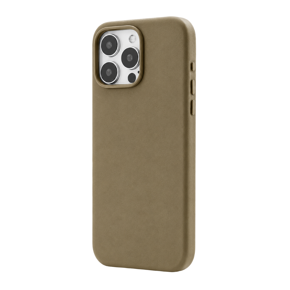 iPhone 15 Pro Max Gizli Magsafeli Vegan Deri Telefon Kılıfı - Kahve
