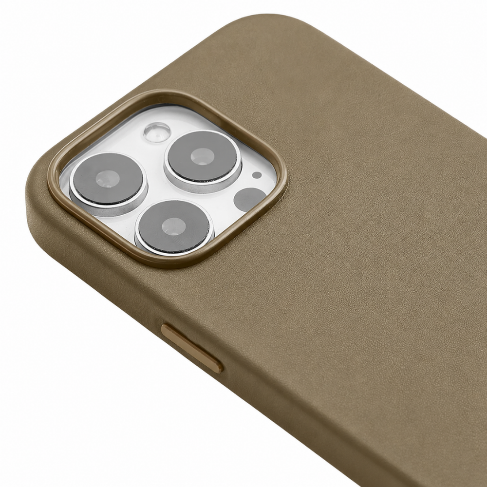 iPhone 15 Pro Max Gizli Magsafeli Vegan Deri Telefon Kılıfı - Kahve