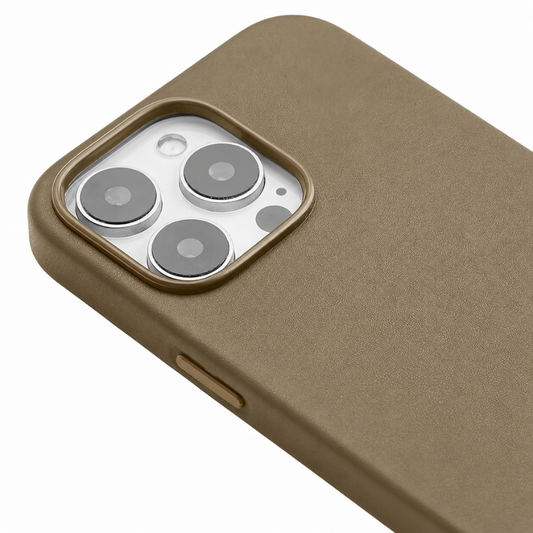 iPhone 15 Pro Max Gizli Magsafeli Vegan Deri Telefon Kılıfı - Kahve