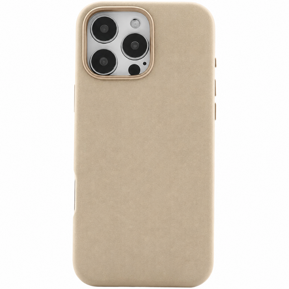 iPhone 15 Pro Max Gizli Magsafeli Vegan Deri Telefon Kılıfı - Gold