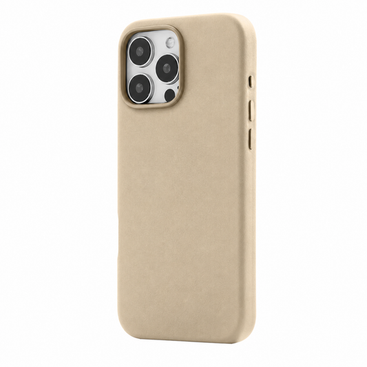 iPhone 15 Pro Max Gizli Magsafeli Vegan Deri Telefon Kılıfı - Gold