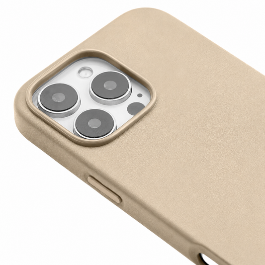 iPhone 15 Pro Max Gizli Magsafeli Vegan Deri Telefon Kılıfı - Gold