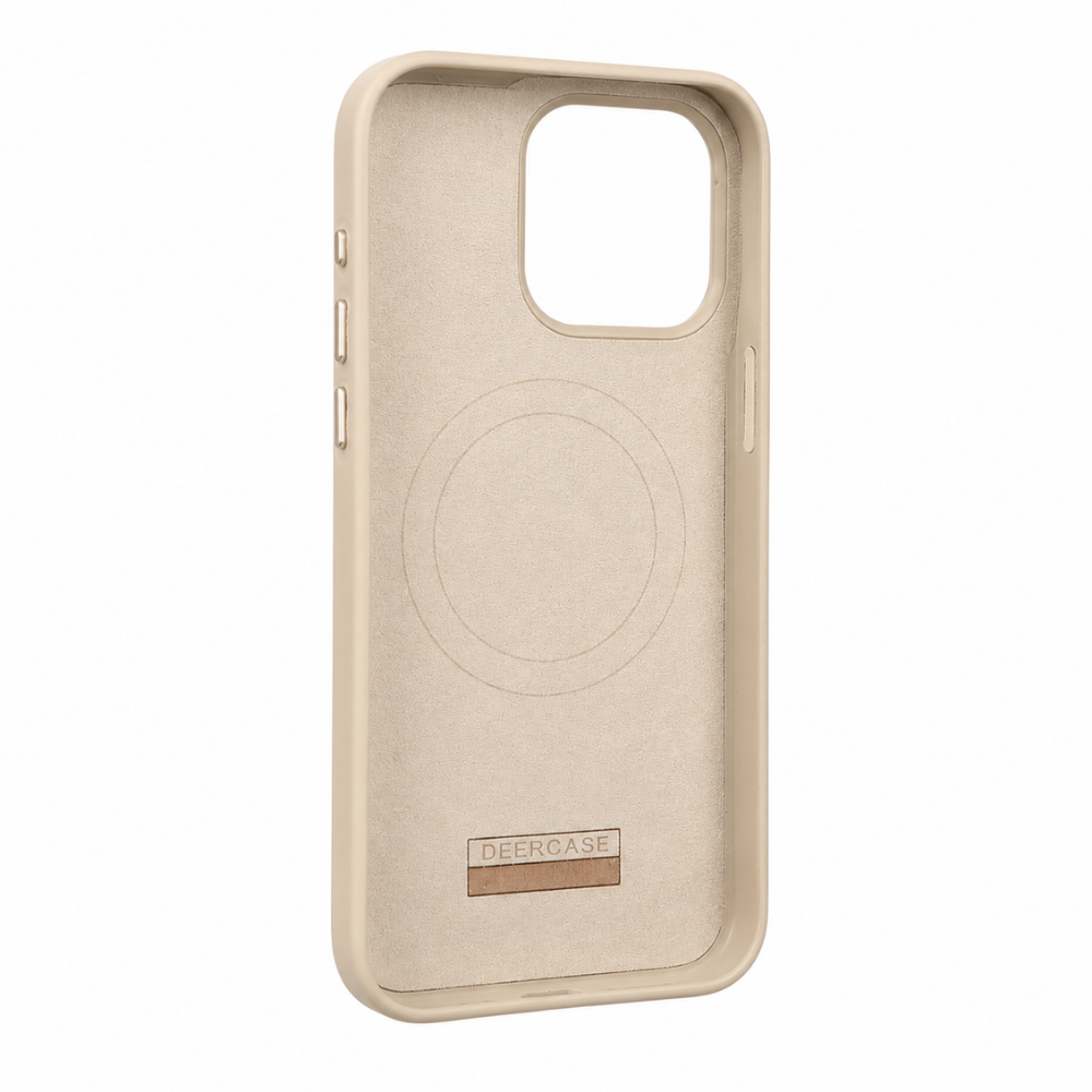 iPhone 15 Pro Max Gizli Magsafeli Vegan Deri Telefon Kılıfı - Gold