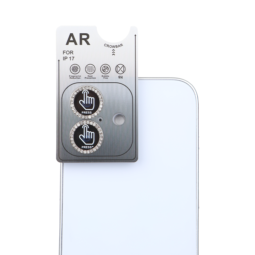 iPhone 17 Kamera Koruyucu Diamond Taşlı Silver