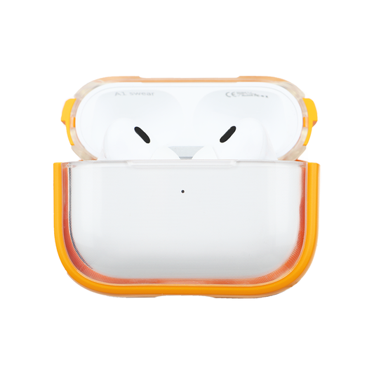 Apple Airpods Uyumlu Stand Özellikli Şeffaf Kulaklık Kılıfı Turuncu