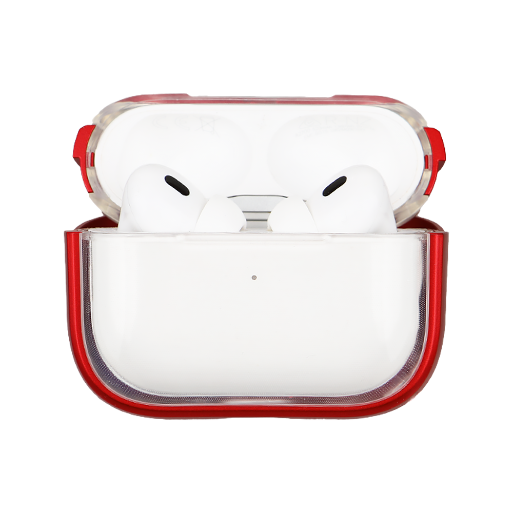 Apple Airpods Uyumlu Stand Özellikli Şeffaf Kulaklık Kılıfı Kırmızı
