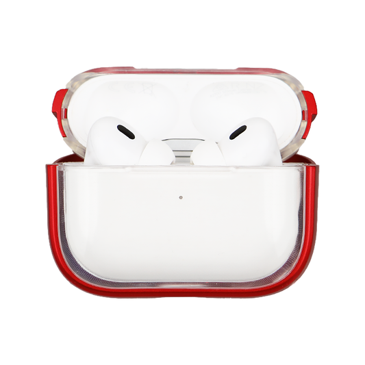 Apple Airpods Uyumlu Stand Özellikli Şeffaf Kulaklık Kılıfı Kırmızı