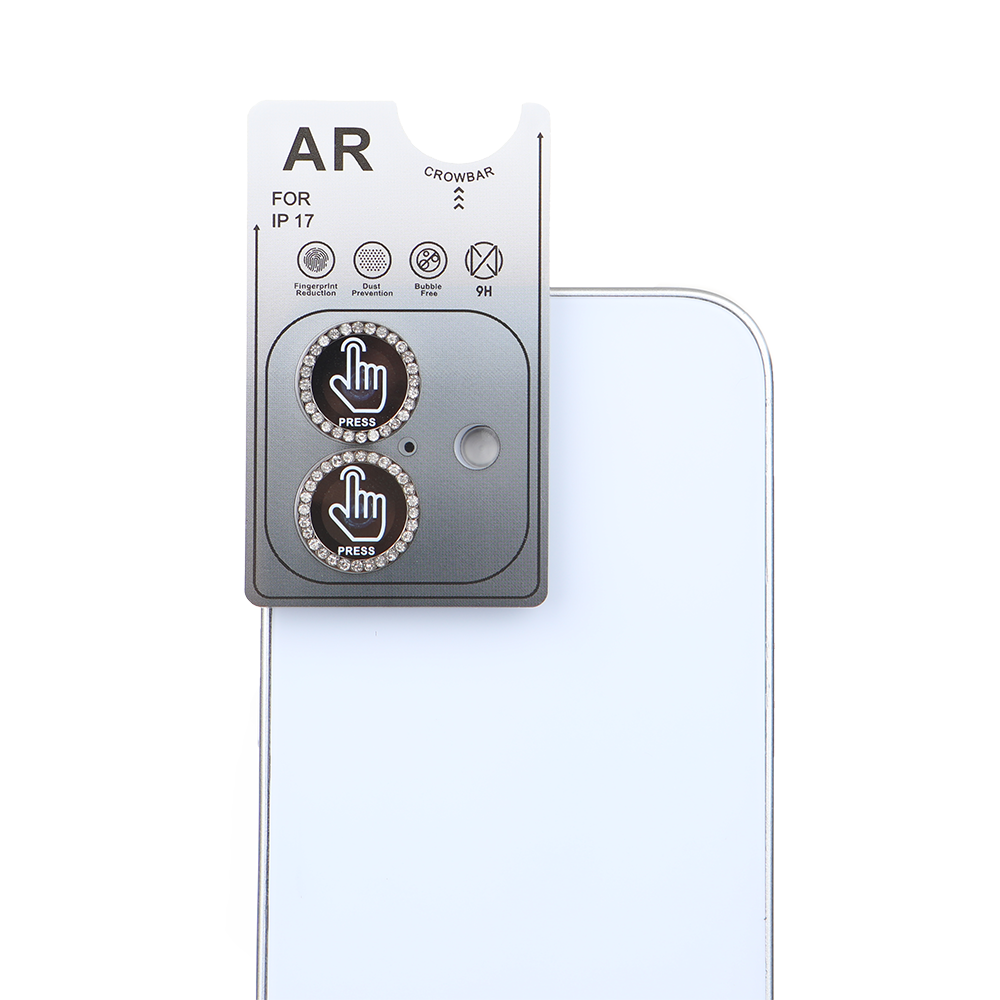iPhone 17 Kamera Koruyucu Diamond Taşlı Gray