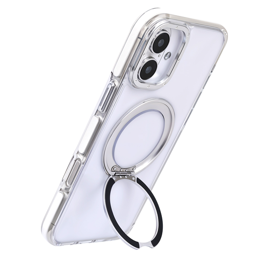 iPhone 16 Plus Metal Standlı Telefon Kılıfı Beyaz