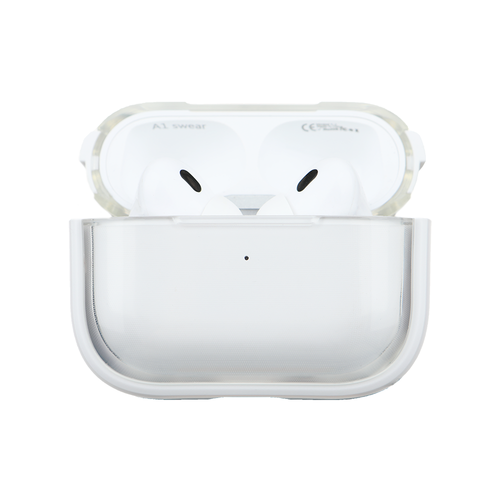Apple Airpods Uyumlu Stand Özellikli Şeffaf Kulaklık Kılıfı Beyaz