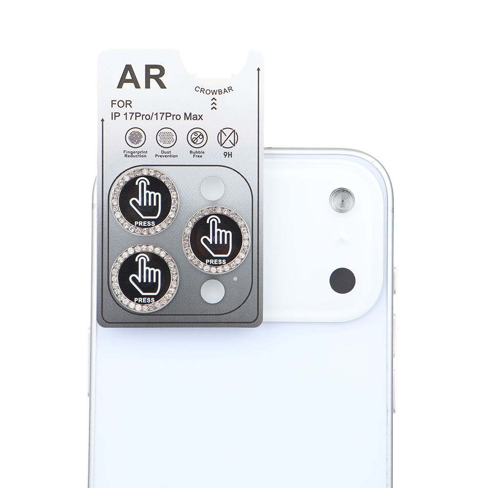 iPhone 17 Pro Max Kamera Koruyucu Diamond Taşlı Silver