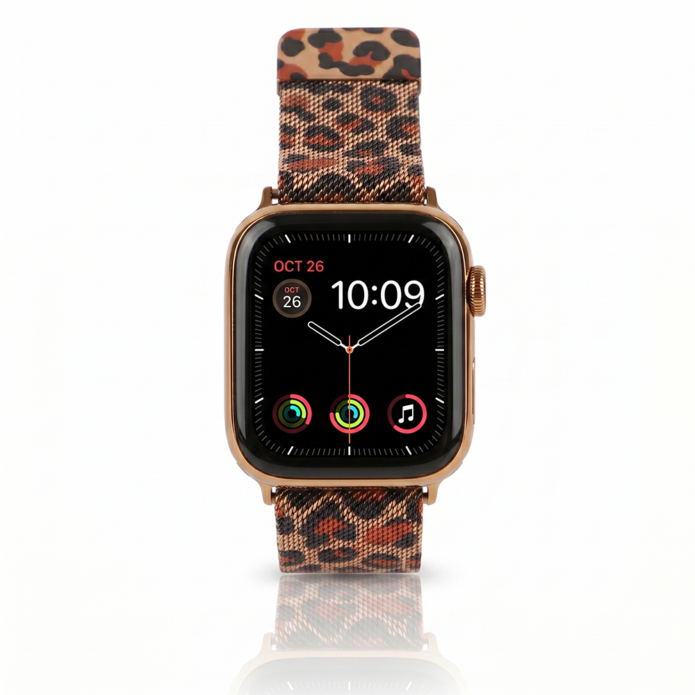 Apple Watch Kadın Kordonu Stainless Steel Leopar
