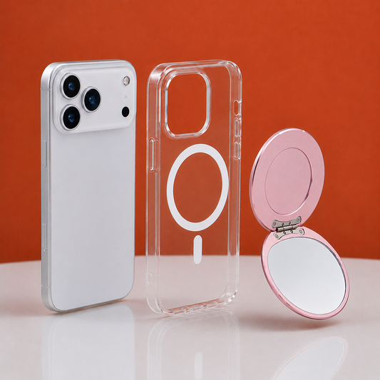 MagSafe Uyumlu Katlanabilir Aynalı Telefon Standı Pudra Pembe