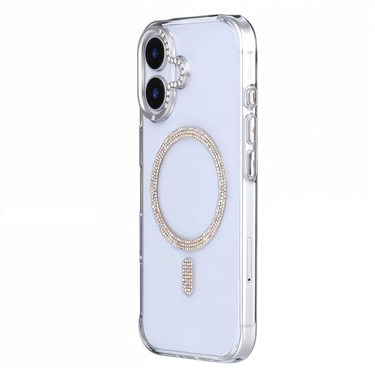 iPhone 16 Plus Shiny Transparent Magsafe Telefon Kılıfı Beyaz