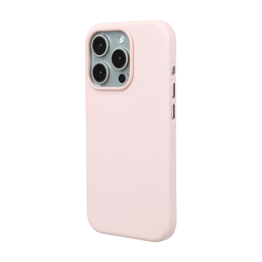 iPhone 16 Pro Gizli Magsafeli Vegan Deri Telefon Kılıfı - Pembe