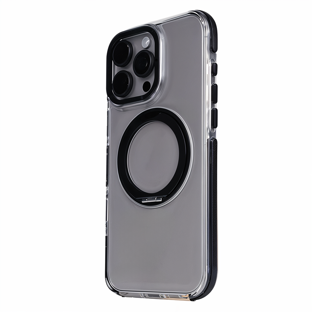 iPhone 14 Pro Max Metal Standlı Telefon Kılıfı Siyah