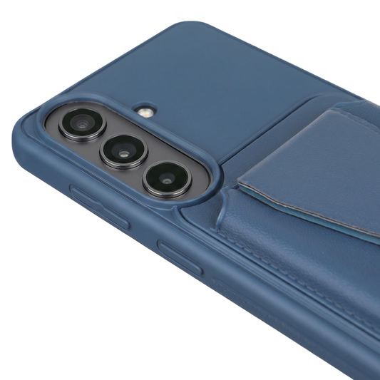 Samsung S26 Manyetik Standlı Kartlıklı Premium Deri Telefon Kılıf Lacivert