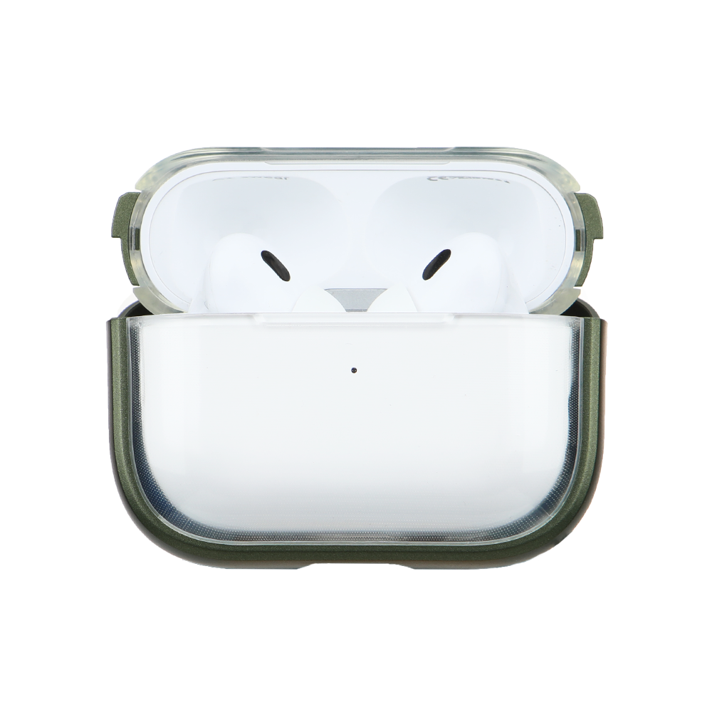 Apple Airpods Uyumlu Stand Özellikli Şeffaf Kulaklık Kılıfı Haki