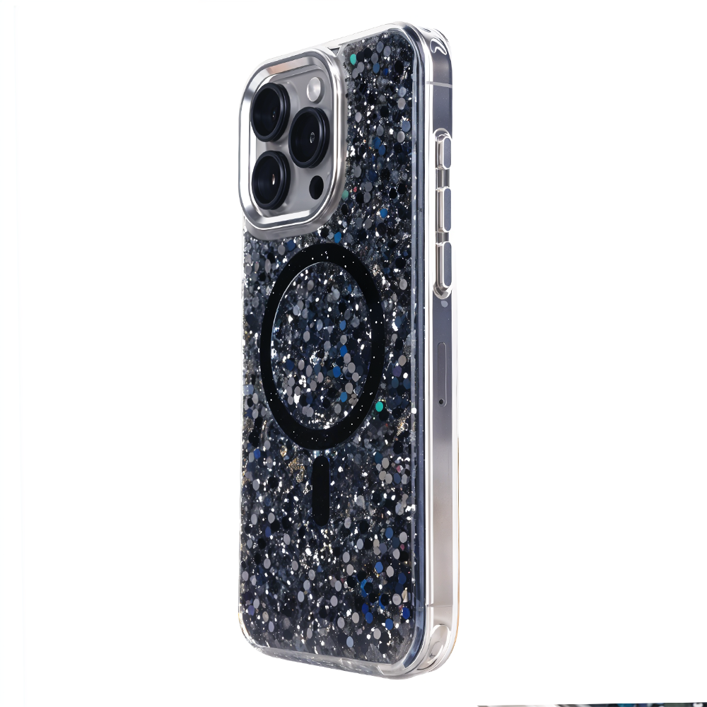 iPhone 16 Pro Max Simli Dolgulu Magsafe Telefon Kılıfı Siyah