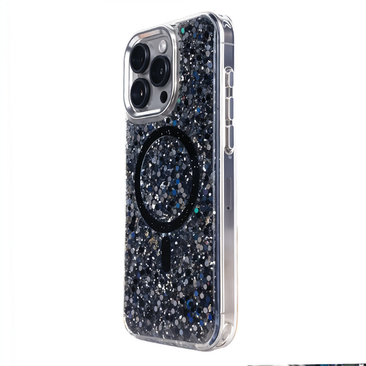 iPhone 15 Pro Max Simli Dolgulu Magsafe Telefon Kılıfı Siyah
