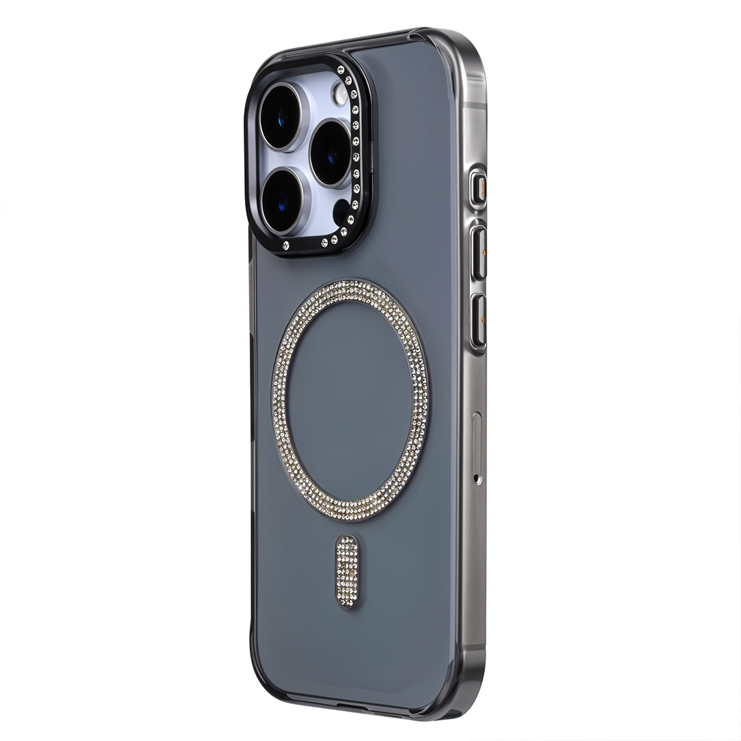 iPhone 16 Pro Max Shiny Transparent Magsafe Telefon Kılıfı Siyah