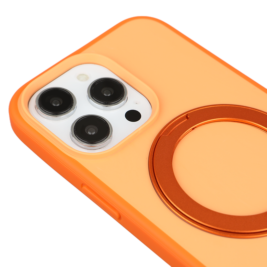 Apple iPhone 15 Pro Max Magsafe Premium Standlı Fonksiyonel Telefon Kılıfı Turuncu