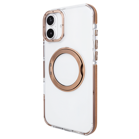iPhone 16 Plus Metal Standlı Telefon Kılıfı Kahve