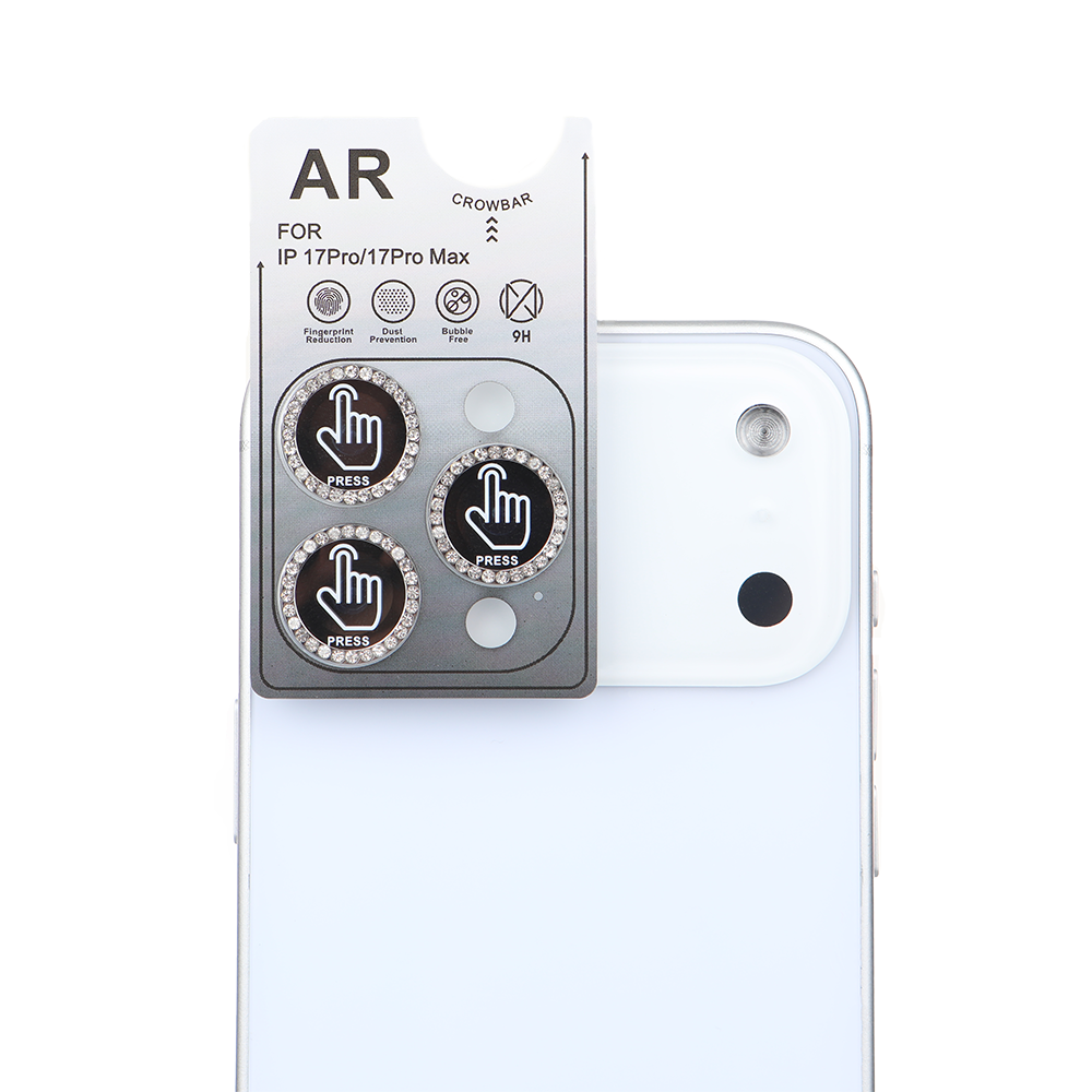 iPhone 17 Pro Max Kamera Koruyucu Diamond Taşlı Gray