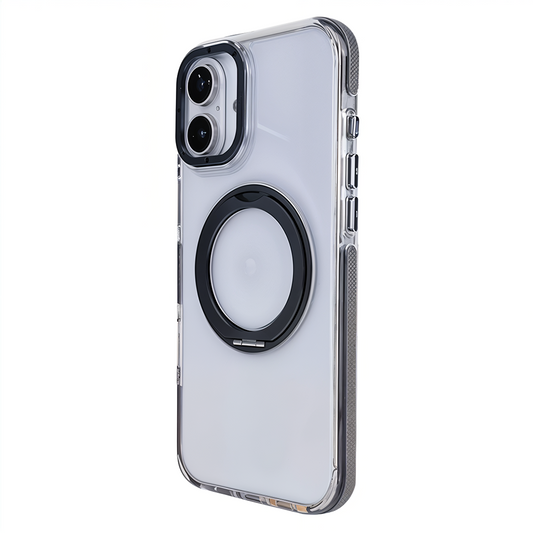 iPhone 16 Plus Metal Standlı Telefon Kılıfı Siyah