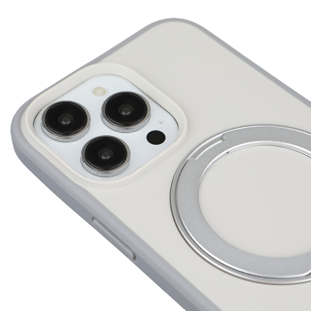 Apple iPhone 15 Pro Max Magsafe Premium Standlı Fonksiyonel Telefon Kılıfı Beyaz