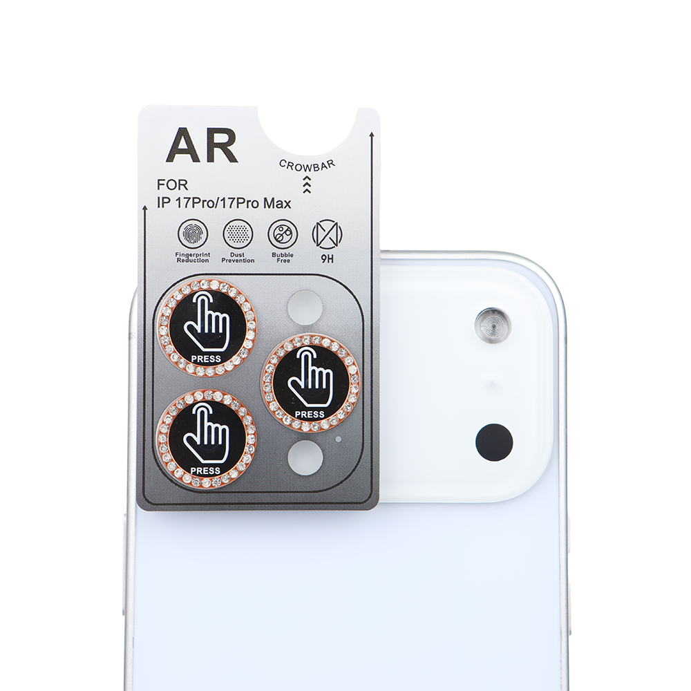 iPhone 17 Pro Max Kamera Koruyucu Diamond Taşlı Orange